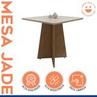 Mesa De Jantar 4 Lugares Quadrada Tampo Vidro/mdf Jade Cinamo