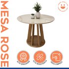 Mesa De Jantar 4 Lugares Redonda 120cm Tampo Vidro/mdf Rose C