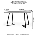 Mesa De Jantar 4 Lugares Retangular 140x75 Industrial Rigo Pr