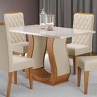 Mesa De Jantar 4 Lugares Retangular Tampo De Vidro E Mdp Inov