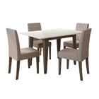 Mesa De Jantar 4 Lugares Tampo Com Vidro Cairo Amendoa Off-wh