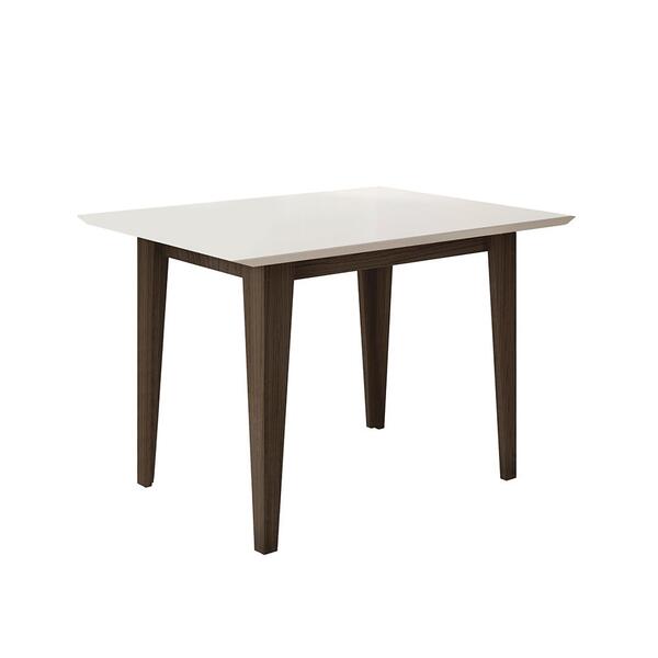 Mesa De Jantar 4 Lugares Tampo Com Vidro Cairo Amendoa Off-wh