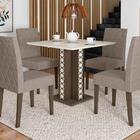 Mesa De Jantar 4 Lugares Tampo Com Vidro Houston Amendoa Off-