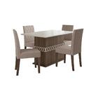 Mesa De Jantar 4 Lugares Tampo Com Vidro Lagos Amendoa Off-wh