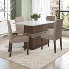 Mesa De Jantar 4 Lugares Tampo Com Vidro Lagos Amendoa Off-wh