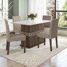Mesa De Jantar 4 Lugares Tampo Com Vidro Lagos Amendoa Off-wh