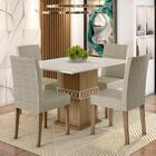 Mesa De Jantar 4 Lugares Tampo Com Vidro Modena Carvalho Off-