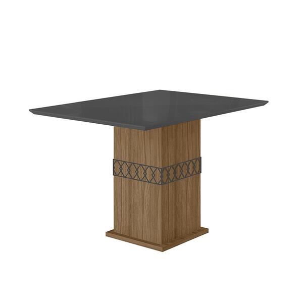Mesa De Jantar 4 Lugares Tampo Com Vidro Trieste Carvalho Gra