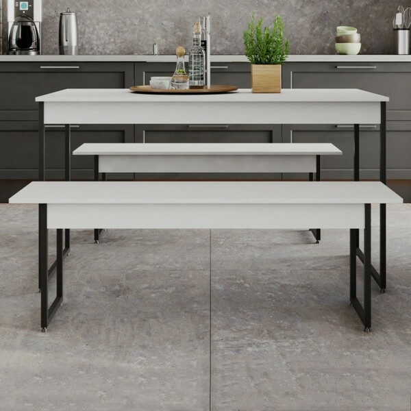 Mesa De Jantar 4 Lugares Tub Branco Chess/preto - Compace