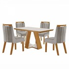 Mesa De Jantar 4 Lugares Viena Com Vidro Cinamomo/off White/l
