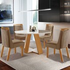 Mesa De Jantar 4 Lugares Viena Com Vidro Cinamomo/off White/p