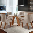 Mesa De Jantar 4 Lugares Viena Com Vidro Prêmio/off White/lin