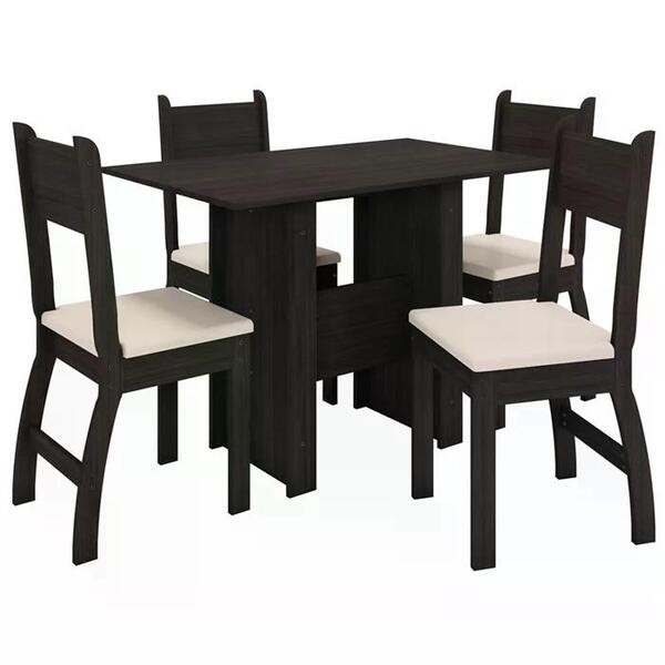 Mesa De Jantar 67x108cm Com 04 Cadeiras Milano J00330 Amendoa