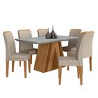 Mesa De Jantar 6 Cadeiras 1,60 Ravena Cinam/off Wh/bege - M.