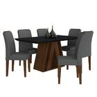 Mesa De Jantar 6 Cadeiras 1,60 Ravena Imbuia/pret/cinza - M.