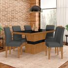 Mesa De Jantar 6 Cadeiras Gênova Cinamo/preto/cinza - Móveis