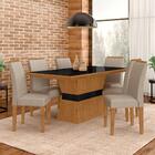 Mesa De Jantar 6 Cadeiras Gênova Cinamom/preto/bege - Móveis