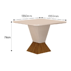 Mesa De Jantar 6 Lugares 1,35m Tampo Mdf-vidro Larissa Moveis