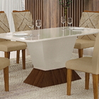 Mesa De Jantar 6 Lugares 1,60m Tampo Mdf-vidro Larissa Moveis