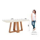 Mesa De Jantar 6 Lugares 1,8m Tampo Mdf E Vidro Canto Arredon