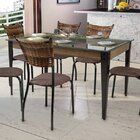 Mesa De Jantar 6 Lugares 140cm Tampo Vidro Pés Em Aço Espanha