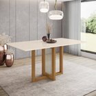 Mesa De Jantar 6 Lugares 160cm Tampo Em Mdf Canto Reto Natalí