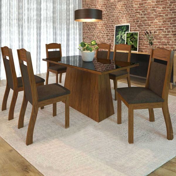 Mesa De Jantar 6 Lugares Alana Zara Seda/chocolate - Viero Mó