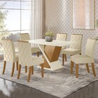 Mesa De Jantar 6 Lugares Alice Com Vidro Nature/off White/lin