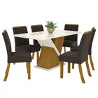 Mesa De Jantar 6 Lugares Alice Com Vidro Nature/off White/mar