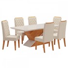 Mesa De Jantar 6 Lugares Amanda Diamantina Com Vidro Mel/nude