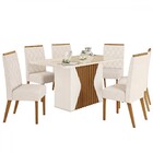 Mesa De Jantar 6 Lugares Aphrodite Com Vidro Nature/off White
