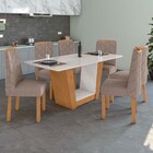 Mesa De Jantar 6 Lugares Apogeu Astrid Com Vidro Amêndoa Clea