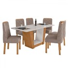 Mesa De Jantar 6 Lugares Apogeu Astrid Com Vidro Amêndoa Clea