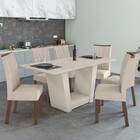 Mesa De Jantar 6 Lugares Apogeu Com Vidro Off White/imbuia Cl