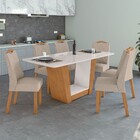 Mesa De Jantar 6 Lugares Apogeu Vênus Com Vidro Amêndoa Clean