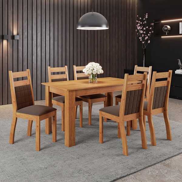 Mesa De Jantar 6 Lugares Ariela Mel/bombom - Viero Móveis