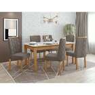 Mesa De Jantar 6 Lugares Aries Com Vidro Amêndoa Clean/off Wh