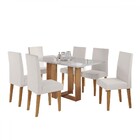 Mesa De Jantar 6 Lugares Aspen Com Vidro Mel/off White/marfim