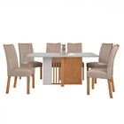 Mesa De Jantar 6 Lugares Astrid Apogeu Com Vidro Amêndoa Clea