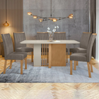 Mesa De Jantar 6 Lugares Astrid Apogeu Com Vidro Amêndoa Clea