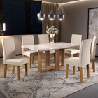 Mesa De Jantar 6 Lugares Belinda Com Vidro Mel/nude/off White