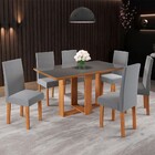 Mesa De Jantar 6 Lugares Belinda Com Vidro Mel/veludo Cinza/g