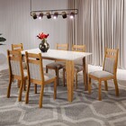 Mesa De Jantar 6 Lugares Bolívar Com Vidro Mel/perola/off Whi