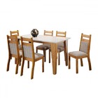 Mesa De Jantar 6 Lugares Bolívar Com Vidro Mel/perola/off Whi