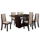 Mesa De Jantar 6 Lugares Boomerang Choco/veludo Pastel/preto