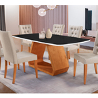 Mesa De Jantar 6 Lugares Branco Tampo Preto 1,6m - Trekant