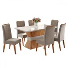 Mesa De Jantar 6 Lugares Brotherhood Com Vidro Mel/perola/off