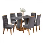 Mesa De Jantar 6 Lugares Brusque Mel/grafite/veludo Grafite -