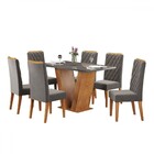 Mesa De Jantar 6 Lugares Califórnia Com Vidro Mel/grafite/vel