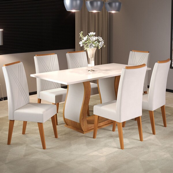 Mesa De Jantar 6 Lugares Camboja Mel/blonde/marfim - Panorama